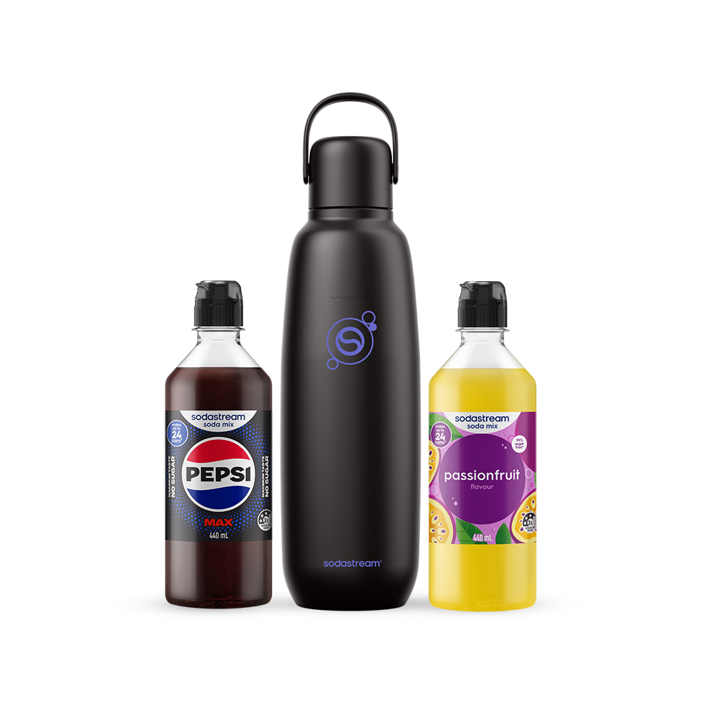 Sodastream Black Fizz & Go® Bottle & Flavour Bundle – 1