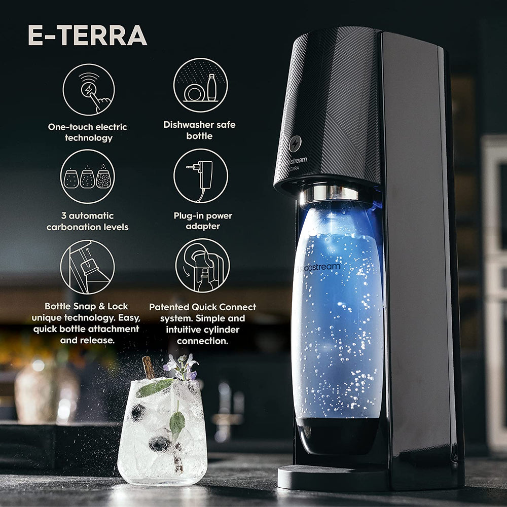 sodastream e-terra black sparkling water maker