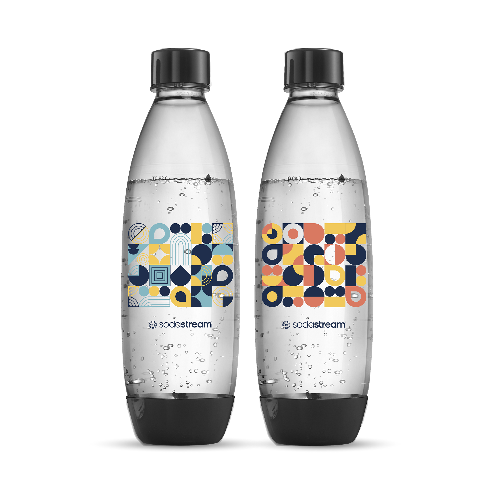 1 Litre Geometric Twin Pack Dishwasher Safe Carbonating Bottles sodastream