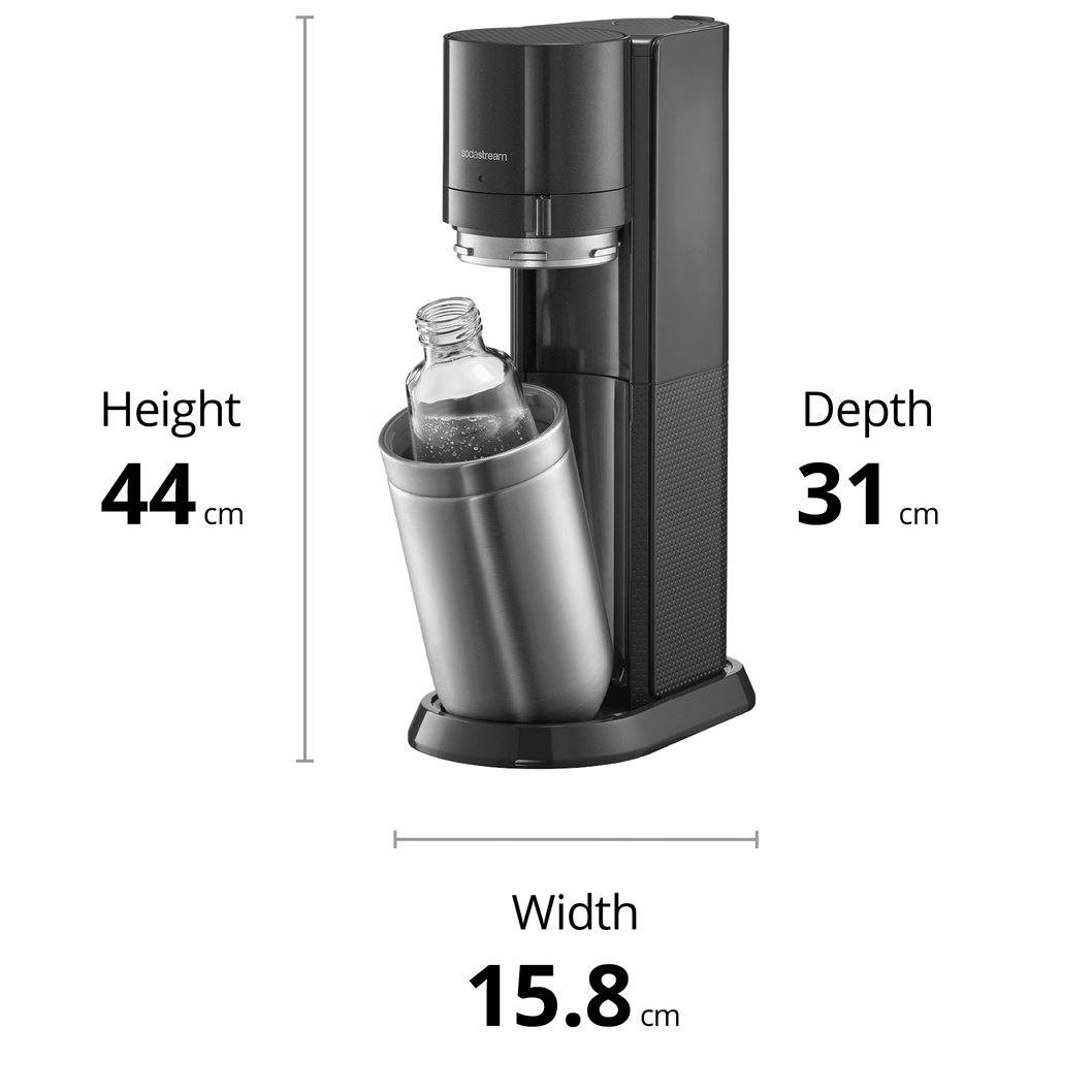 sodastream black duo sparkling water maker dimensions
