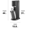 sodastream black duo sparkling water maker dimensions