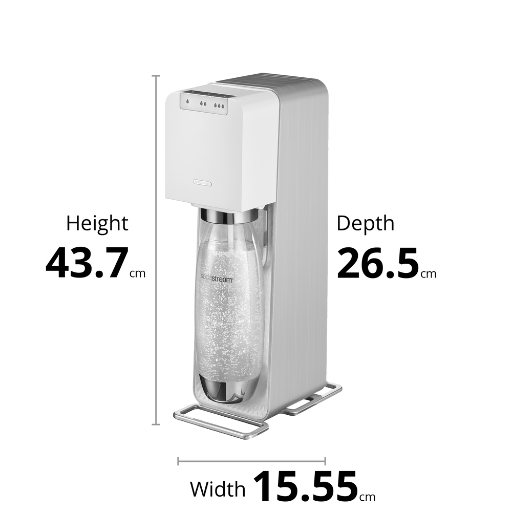 sodastream white power sparkling water maker size & dimensions