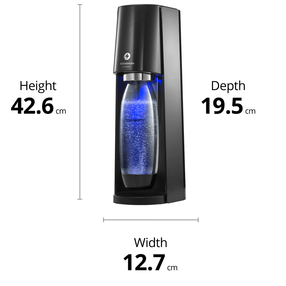sodastream e-terra black sparkling water maker dimensions