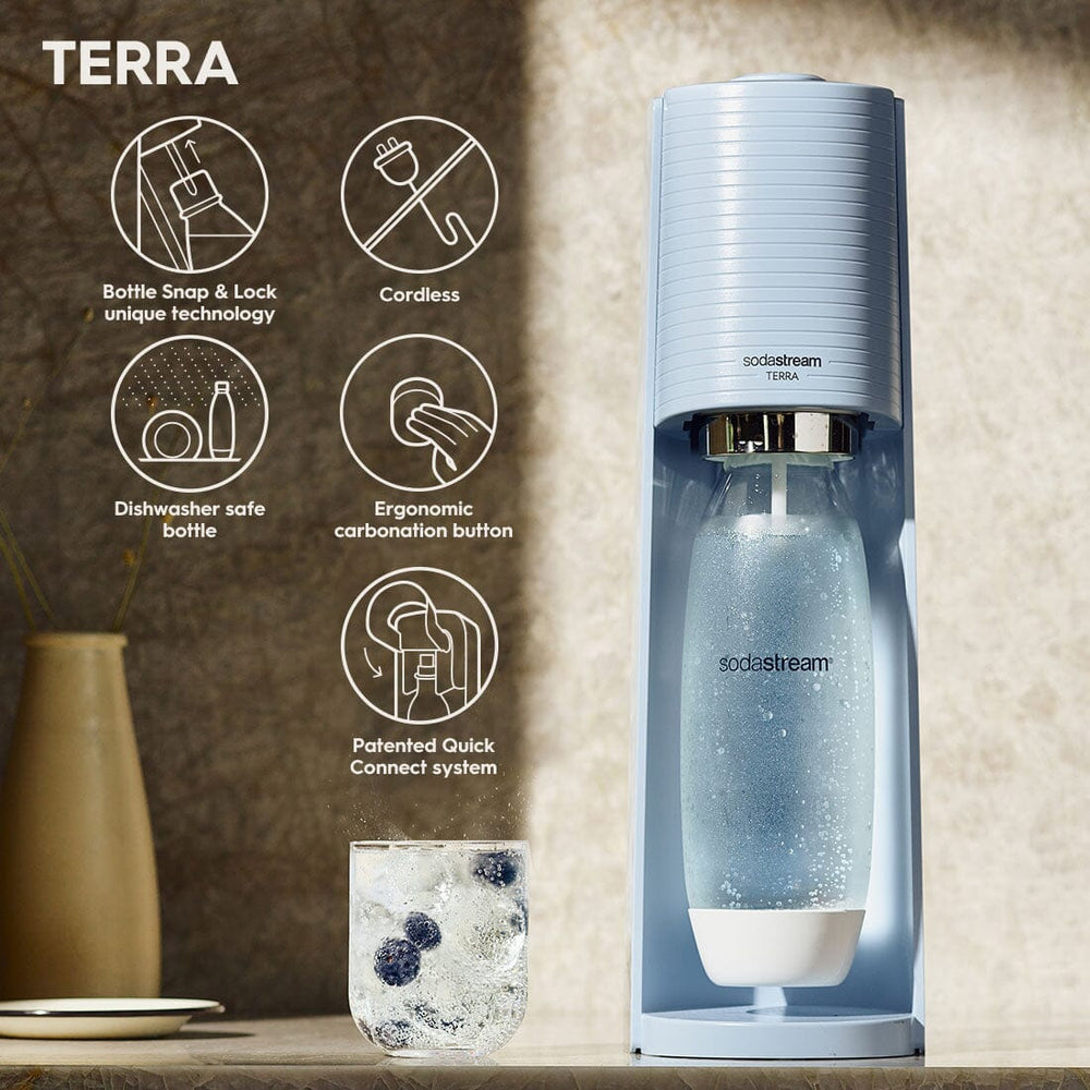 SodaStream Terra Classic Sparkling Water Maker with Bonus Bottles ~ NEW  White