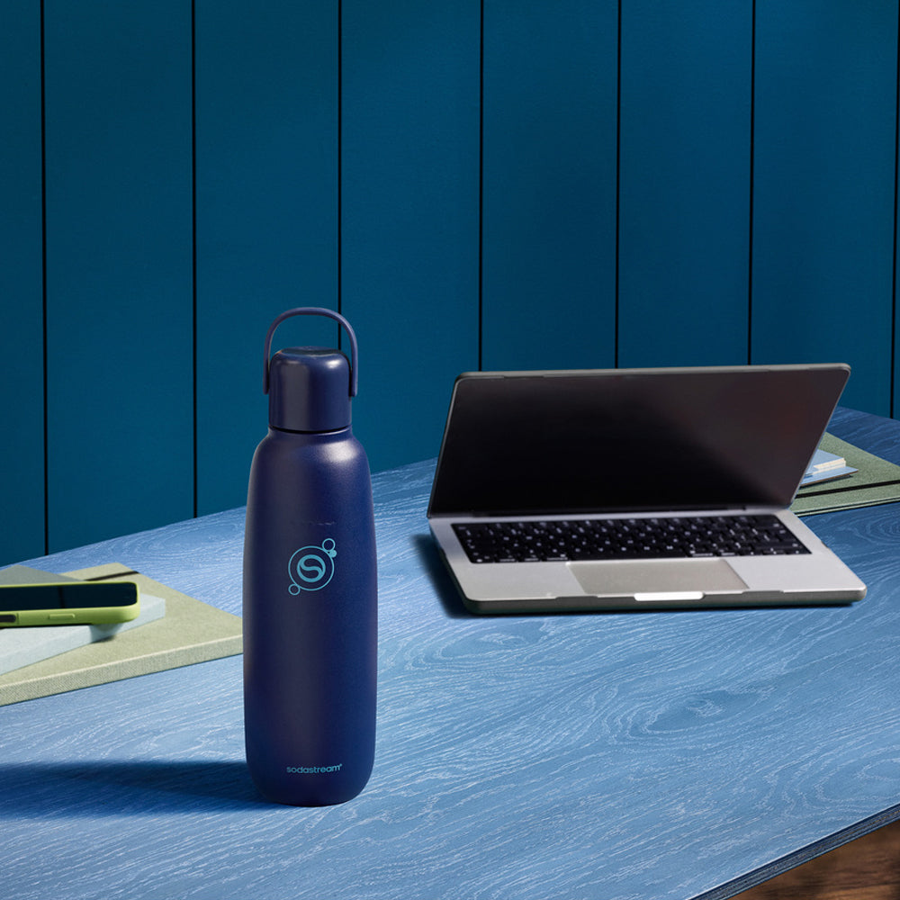 Sodastream Blueberry Fizz & Go Stainless Steel Bottle 900ml | Insulated Sparkling Drink Bottle