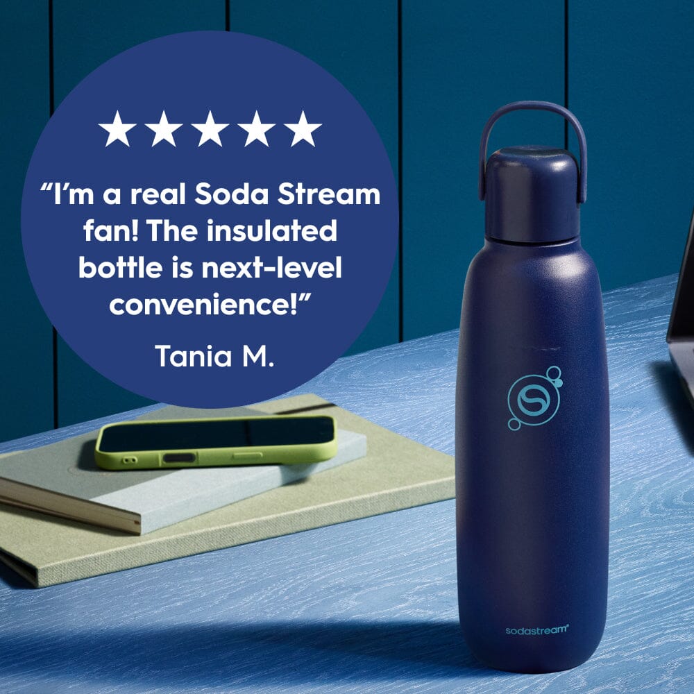 Sodastream Blueberry Fizz & Go® Stainless Steel Bottle 900ml | Insulated Sparkling Drink Bottle