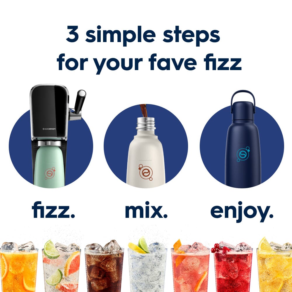 Sodastream Blueberry Fizz & Go® Stainless Steel Bottle 900ml | Insulated Sparkling Drink Bottle