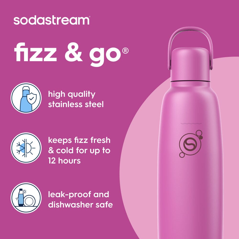 Sodastream Guava Fizz & Go® Stainless Steel Bottle 900ml | Insulated Sparkling Drink Bottle