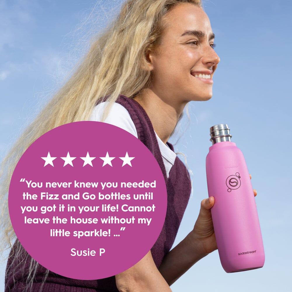 Sodastream Guava Fizz & Go® Stainless Steel Bottle 900ml | Insulated Sparkling Drink Bottle