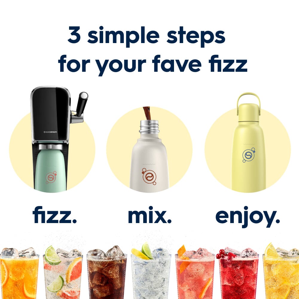 Sodastream Lemon Zest Fizz & Go® Stainless Steel Bottle 900ml | Insulated Sparkling Drink Bottle