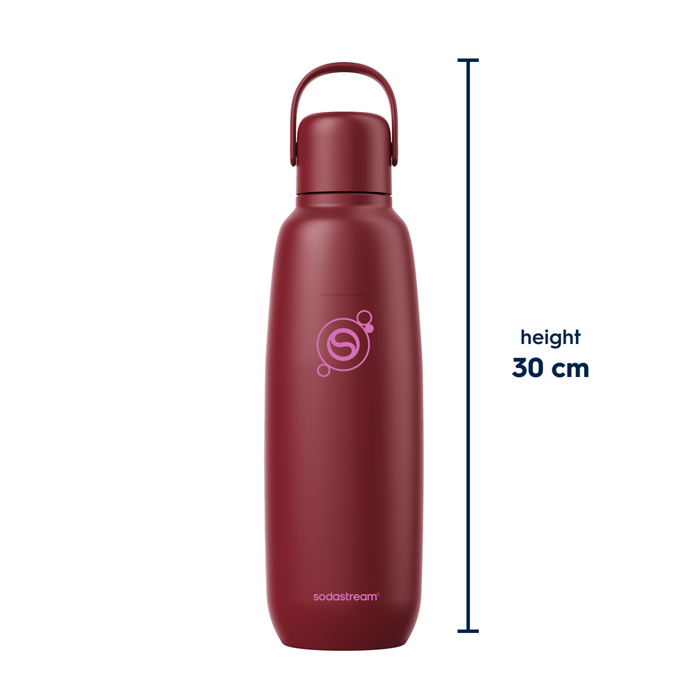Sodastream Pomegranate Fizz & Go® Stainless Steel Bottle 900ml | Insulated Sparkling Drink Bottle