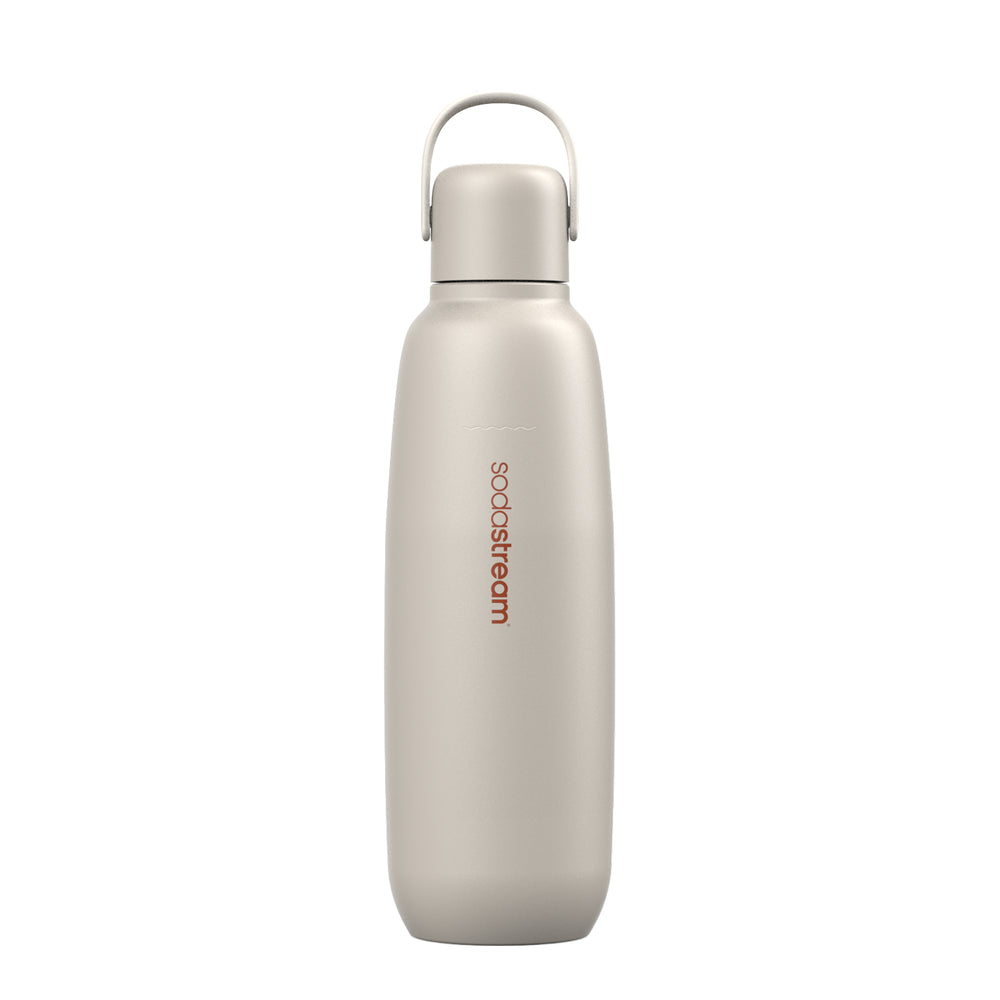 Sodastream Fizz & Go stainless steel carbonating bottle 900 mL sand insulated sparkling drink bottle