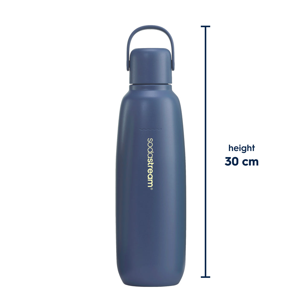 Fizz & Go® Stainless Steel Insulated Carbonating Bottle Bundle | Storm | Take Your Fizzy Favourites On-The-Go | Single Pack