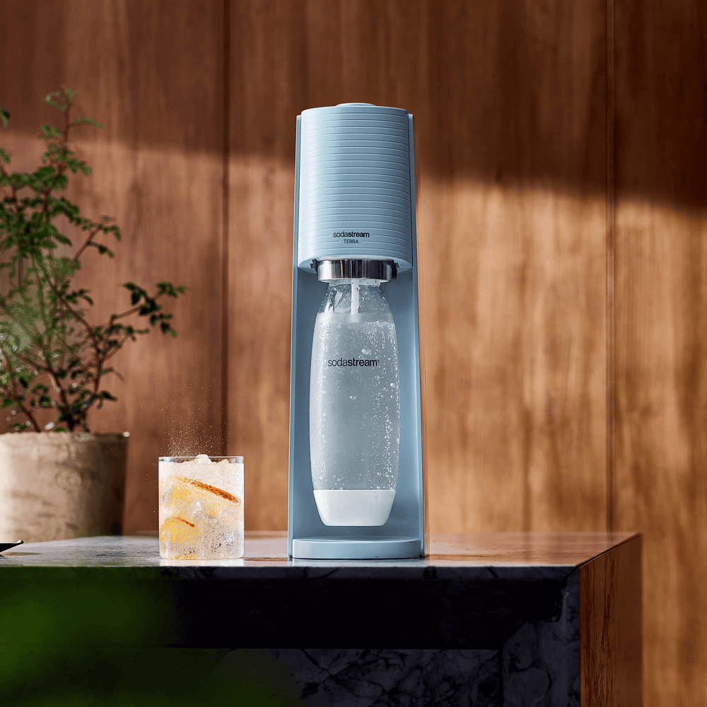 sodastream terra misty blue seltzer water maker