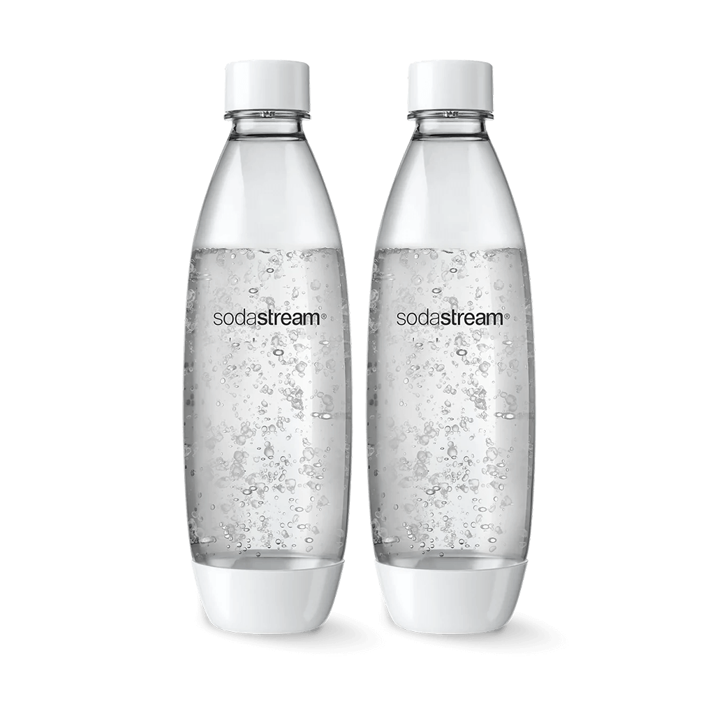 1 Litre Dishwasher Safe Fuse Twin Pack White Carbonating  Bottles sodastream
